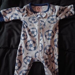 Gerber Gray and Navy Soccer-Print Baby Footie
